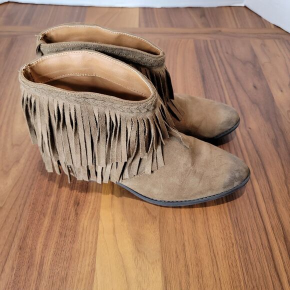 Altar'd State Free Spirit Fringe Women's Size 8 Ankle Booties Brown Tan - Picture 3 of 8